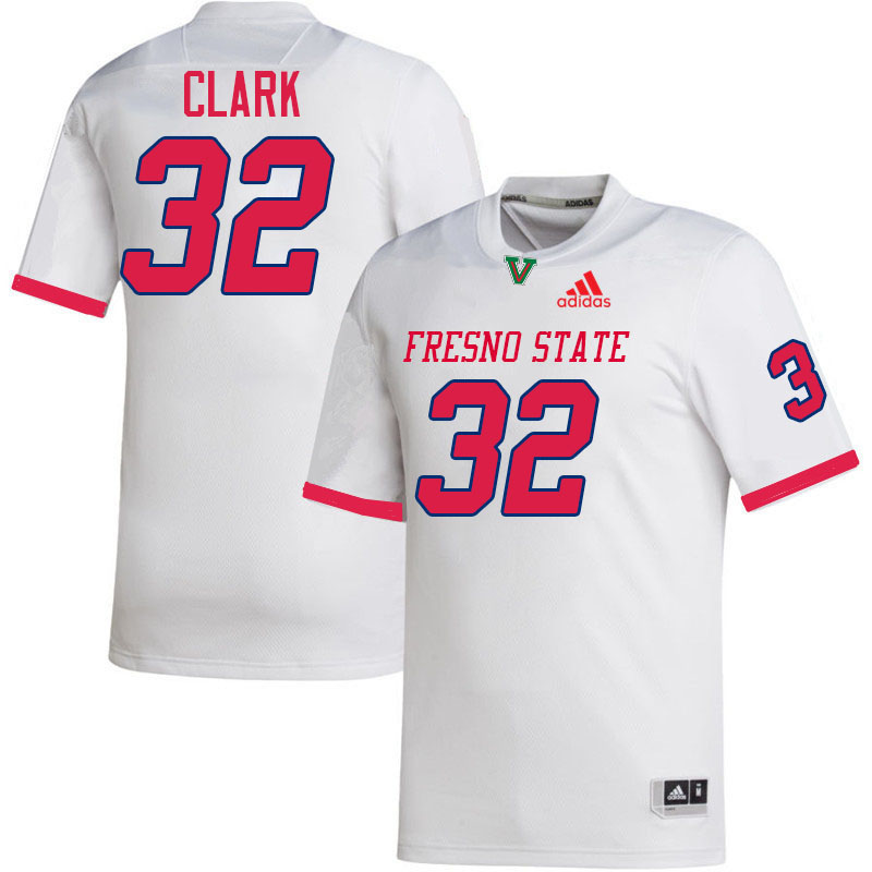 Fresno State Bulldogs #32 Dean Clark College Football Jerseys,Uniforms-White